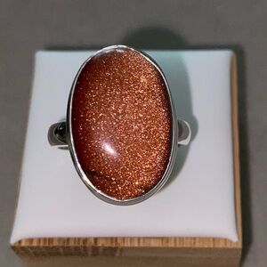 SALE! Amazing Oval Sunstone set in 925 Sterling Silver (SIZE 8.5)